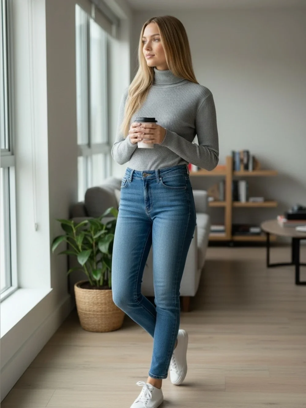 J. Crew Gray Ribbed Turtleneck Bodysuit